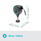 Terrace Hose Box RollUp S, 15 m hose, turquoise, automatic roll-up