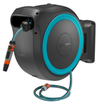 Battery-Powered Wall-Mounted Hose Box PowerRoll XXL solo, 40 m, turquoise