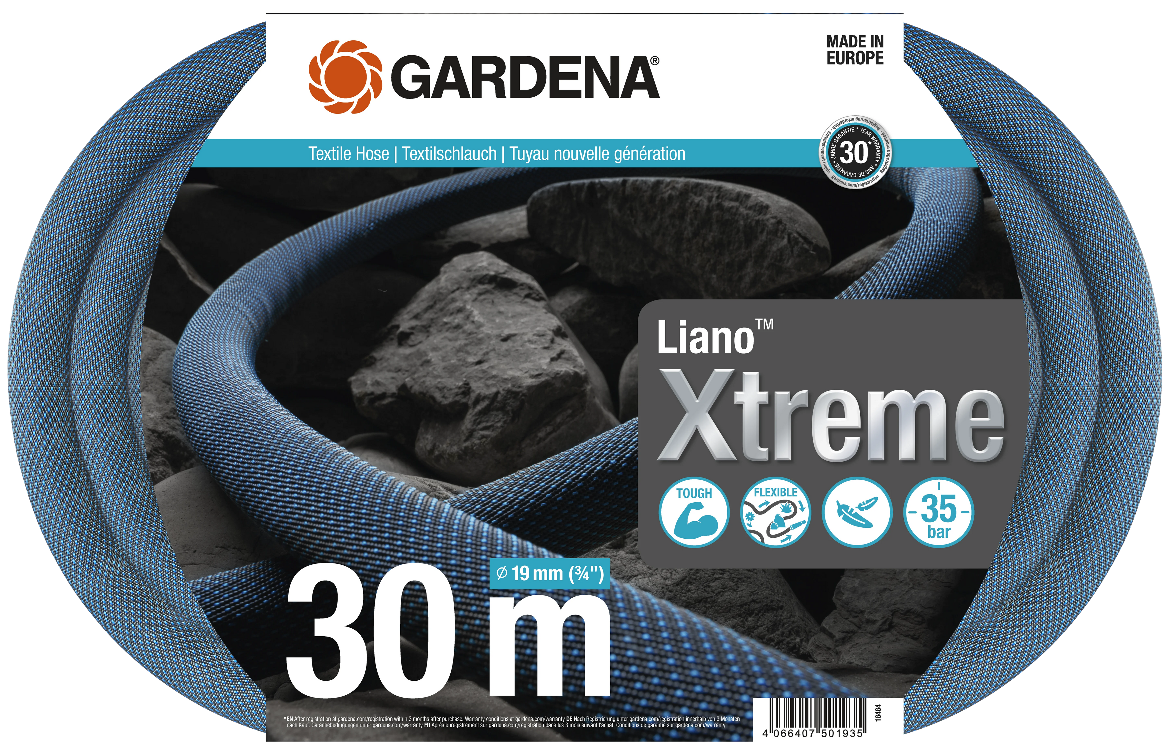 Gardena Liano™ Xtreme textiltömlő 19 mm (3/4") x 30 m