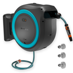 Battery-powered wall-mounted hose box PowerRoll XL solo, 35 m hose, turquoise