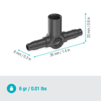 T-elem permetezőfúvókákhoz / végcsepegtetőkhöz 4,6 mm (3/16")