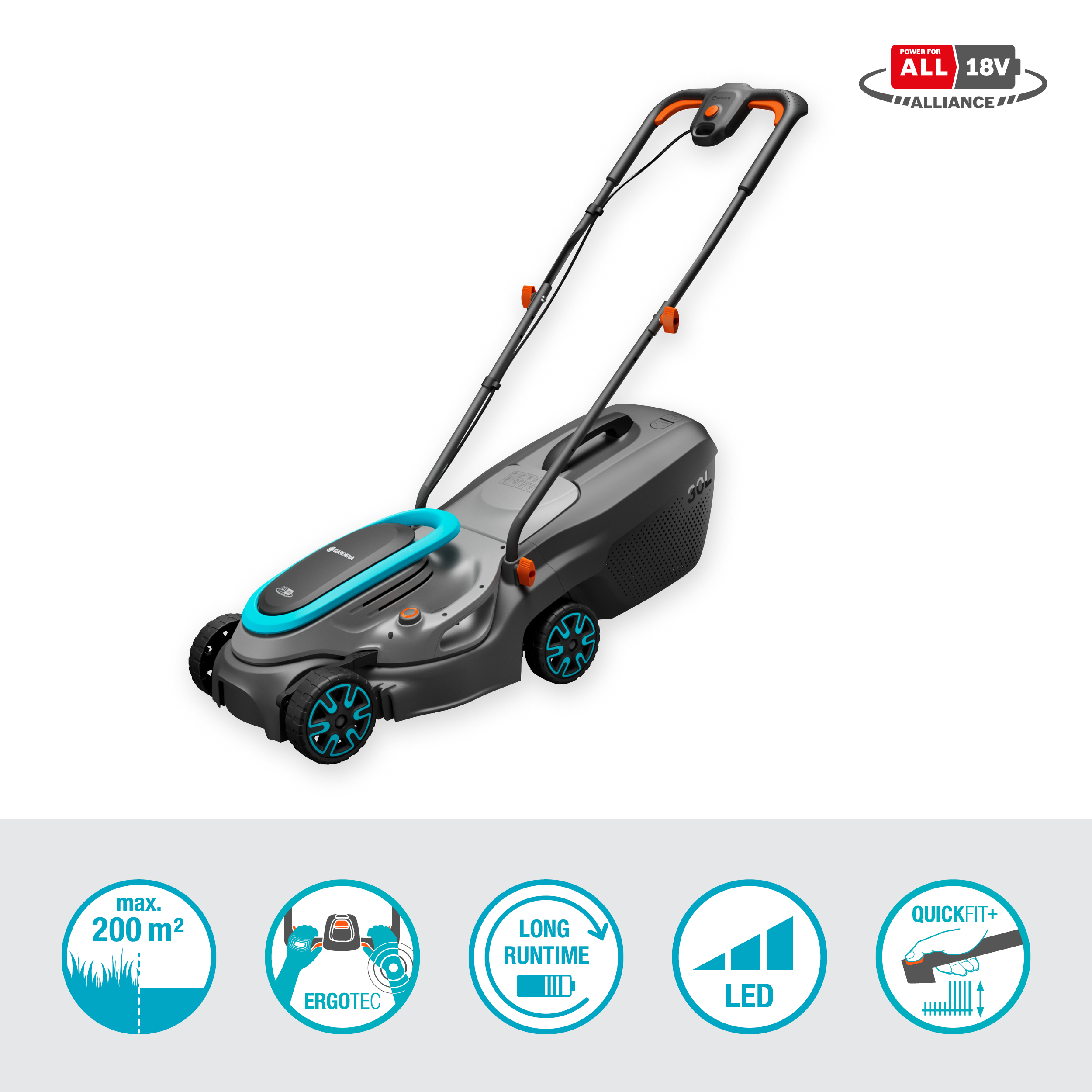 PowerMax 32/18V P4A Akkumulátoros 
fűnyíró akkumulátorral