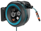 Battery-powered wall-mounted hose box PowerRoll XL solo, 35 m hose, turquoise
