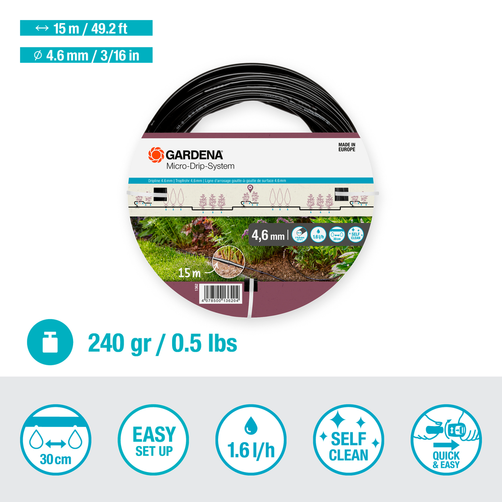 MD hosszabbító csepegtető cső növénysorokhoz 4,6 mm (3/16") 15 m