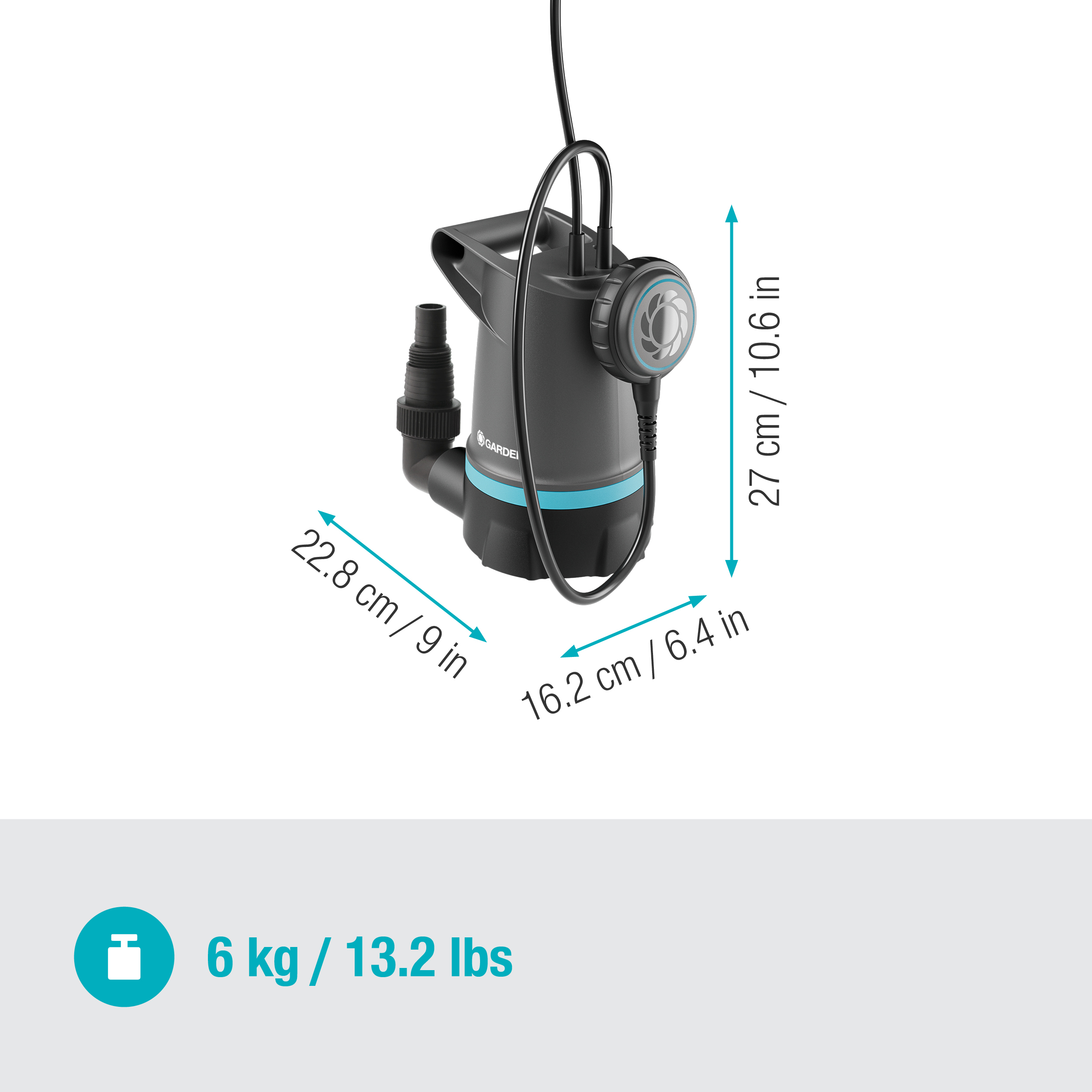 2in1 BASIC merülőszivattyú tiszta vízhez 20000, 20.000 l/h, úszókapcsolóval