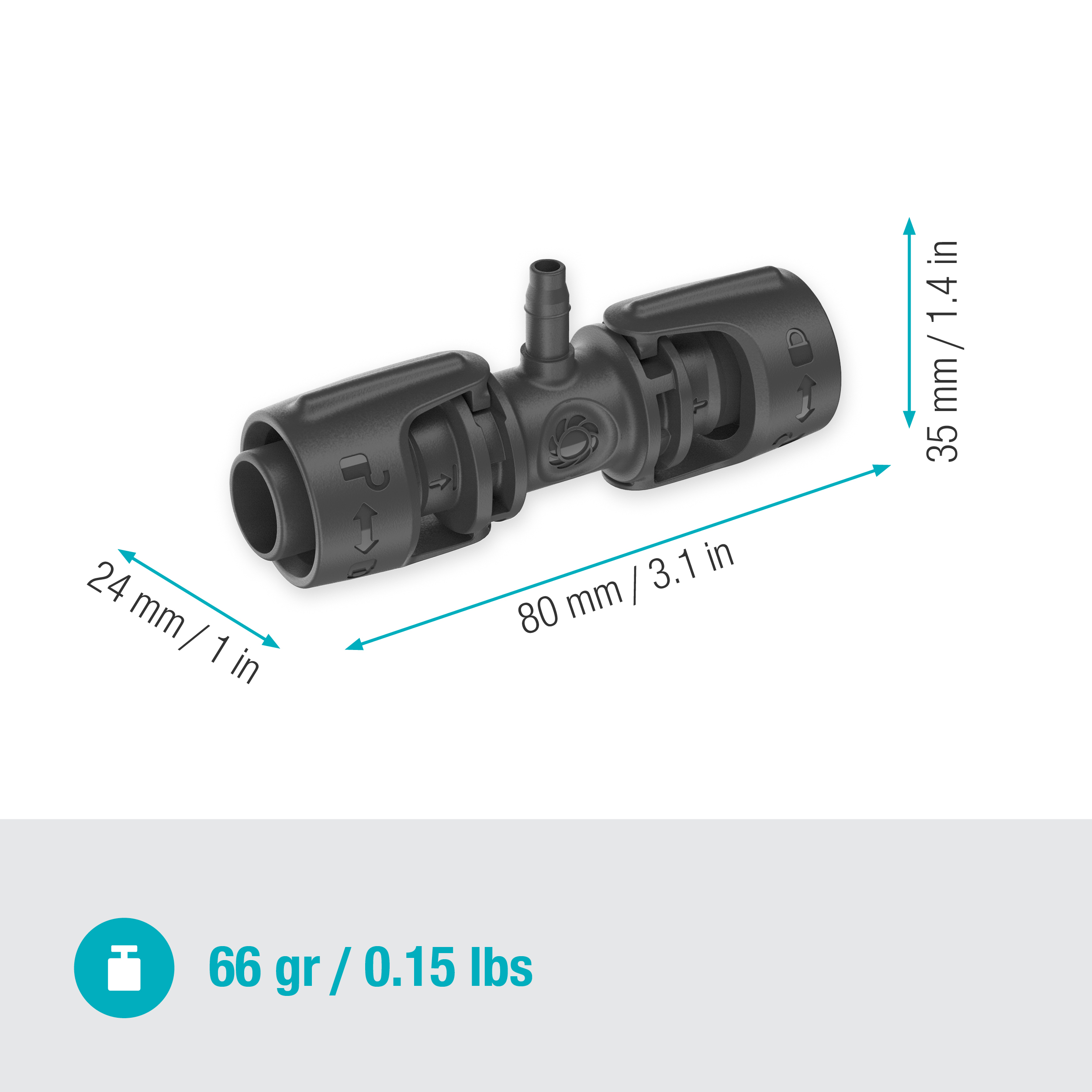 T-szűkítőelem 13 mm-ről (1/2") 4,6 mm-re (3/16")