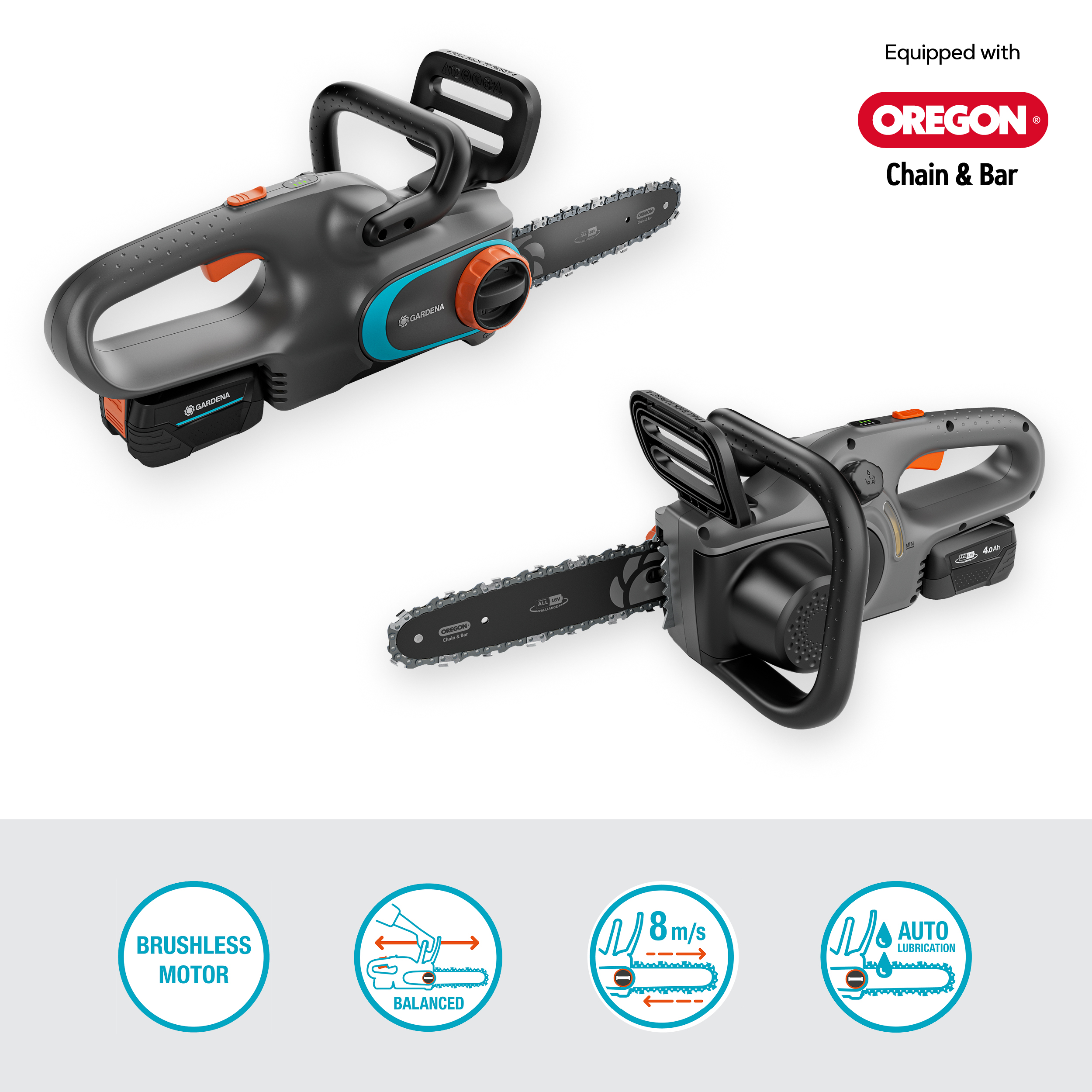 PowerSaw Akkumulátoros láncfűrész 
250/18V akkumulátorral (4,0 Ah) P4A
