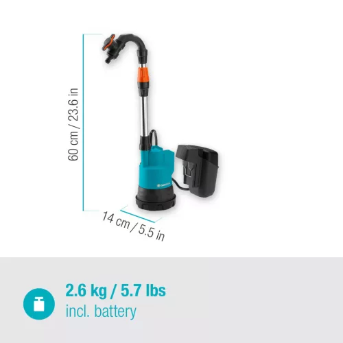Gardena 2000/2 18V P4A hordóürítő szivattyú akkumulátorral