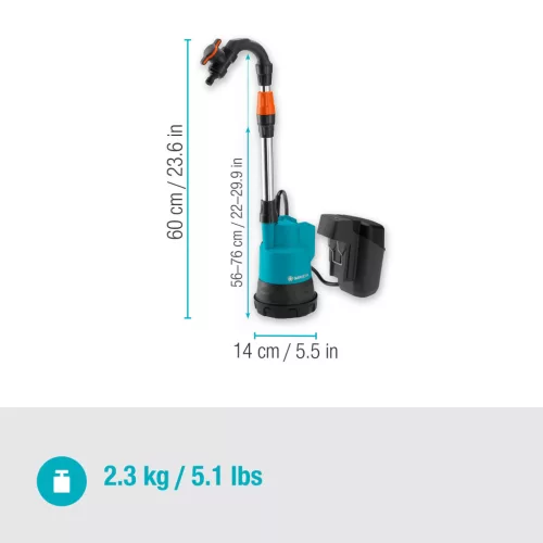 Gardena 2000/2 18V P4A hordóürítő szivattyú - akkumulátor nélkül